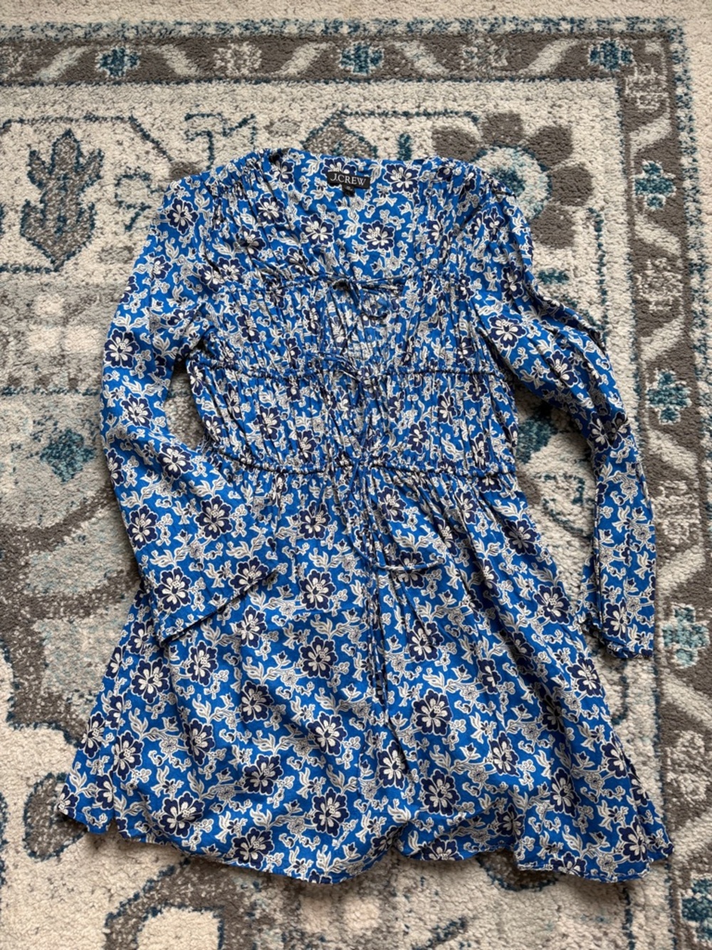 J. Crew Blue Floral Swim Coverup